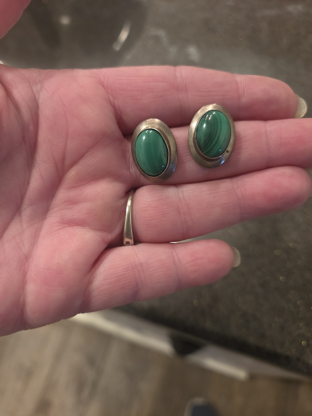 Native Sterling Silver And Malachite Earrings